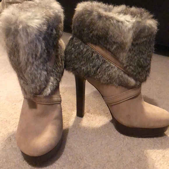 Coach Rabbit furred trim heeled booties - Picture 2 of 3